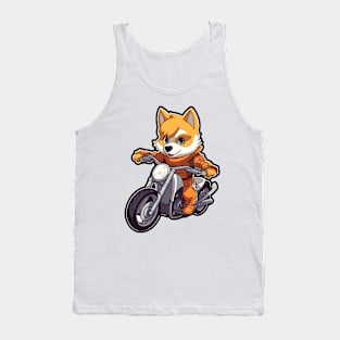 Cartoon Dog Rides Motorcycle to Fun Tank Top